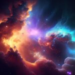 ultra-detailed and colorful abstract wallpaper with clouds and stars in space